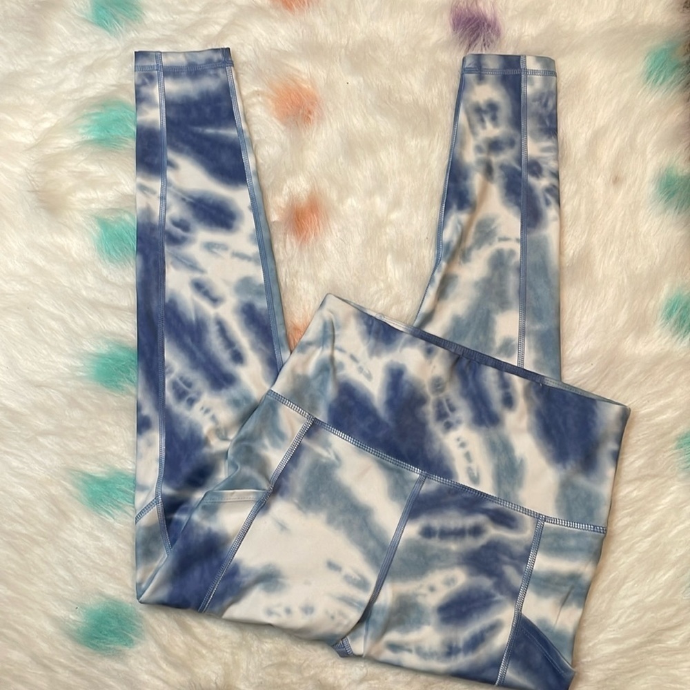 American Eagle Blue‎ Tie Dye The Everything Pocket Leggings Size Medium